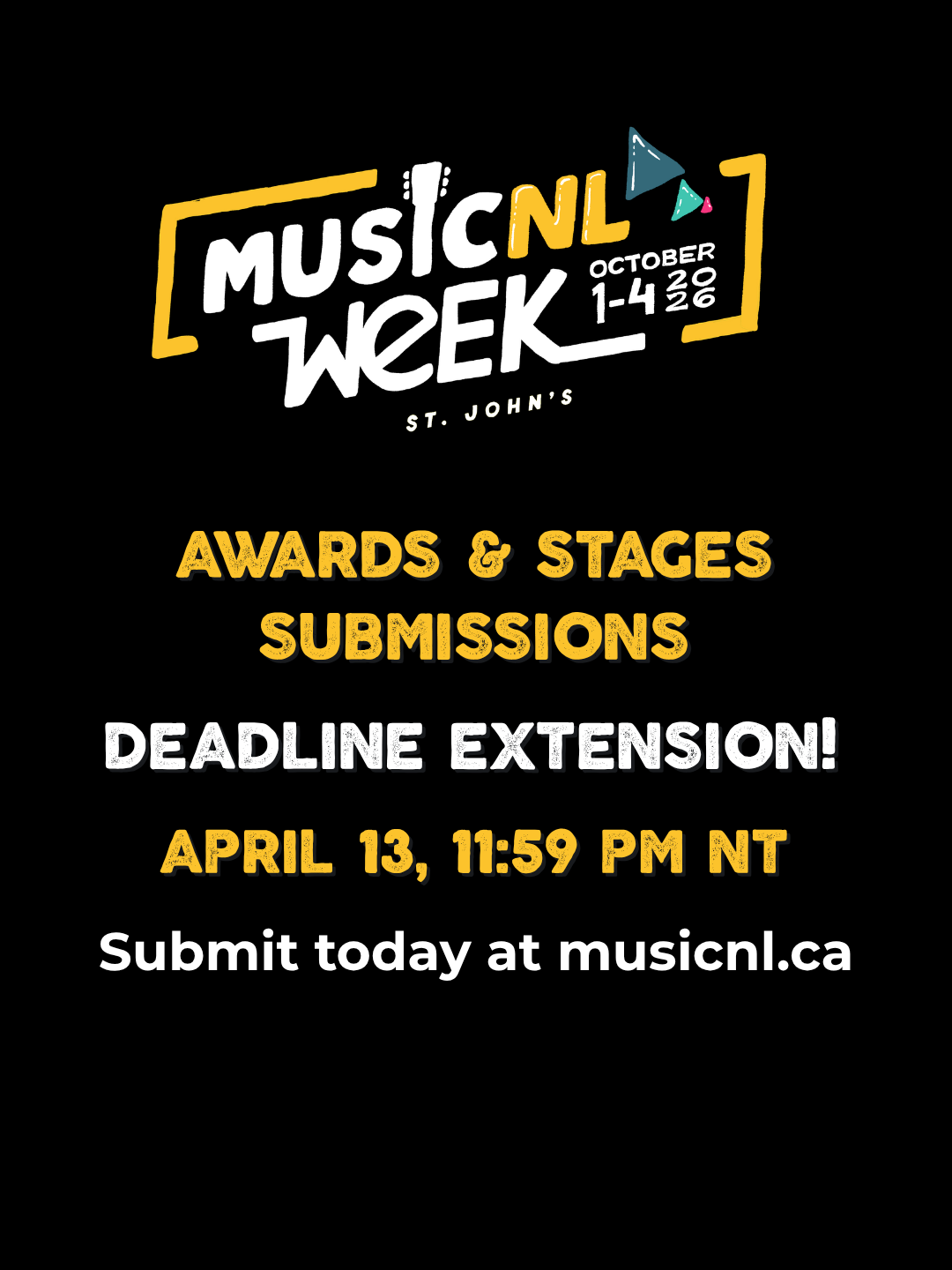 Deadline EXTENSION - Awards & Stages Submissions - MusicNL